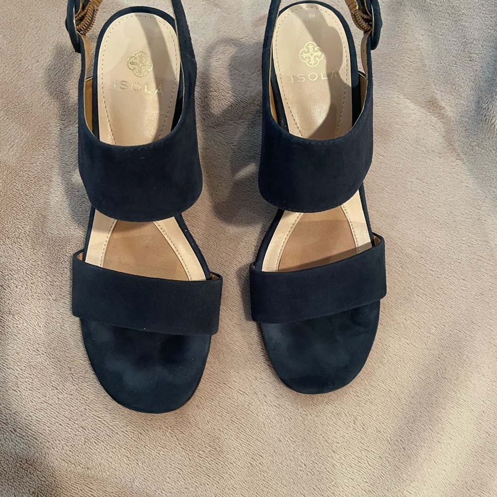 Isola Navy Heeled Sandals - Picture 8 of 10